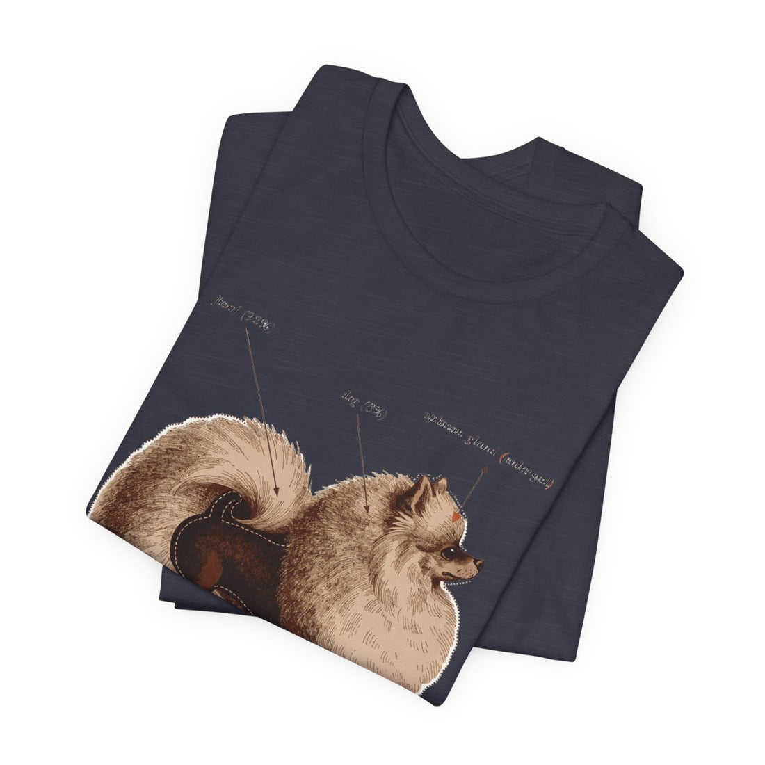 Heather Midnight Navy — Folded | Pomeranian 'Mostly Floof' Tee