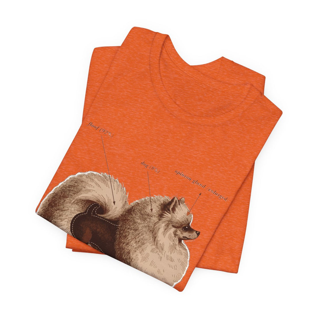 Heather Orange — Folded | Pomeranian 'Mostly Floof' Tee