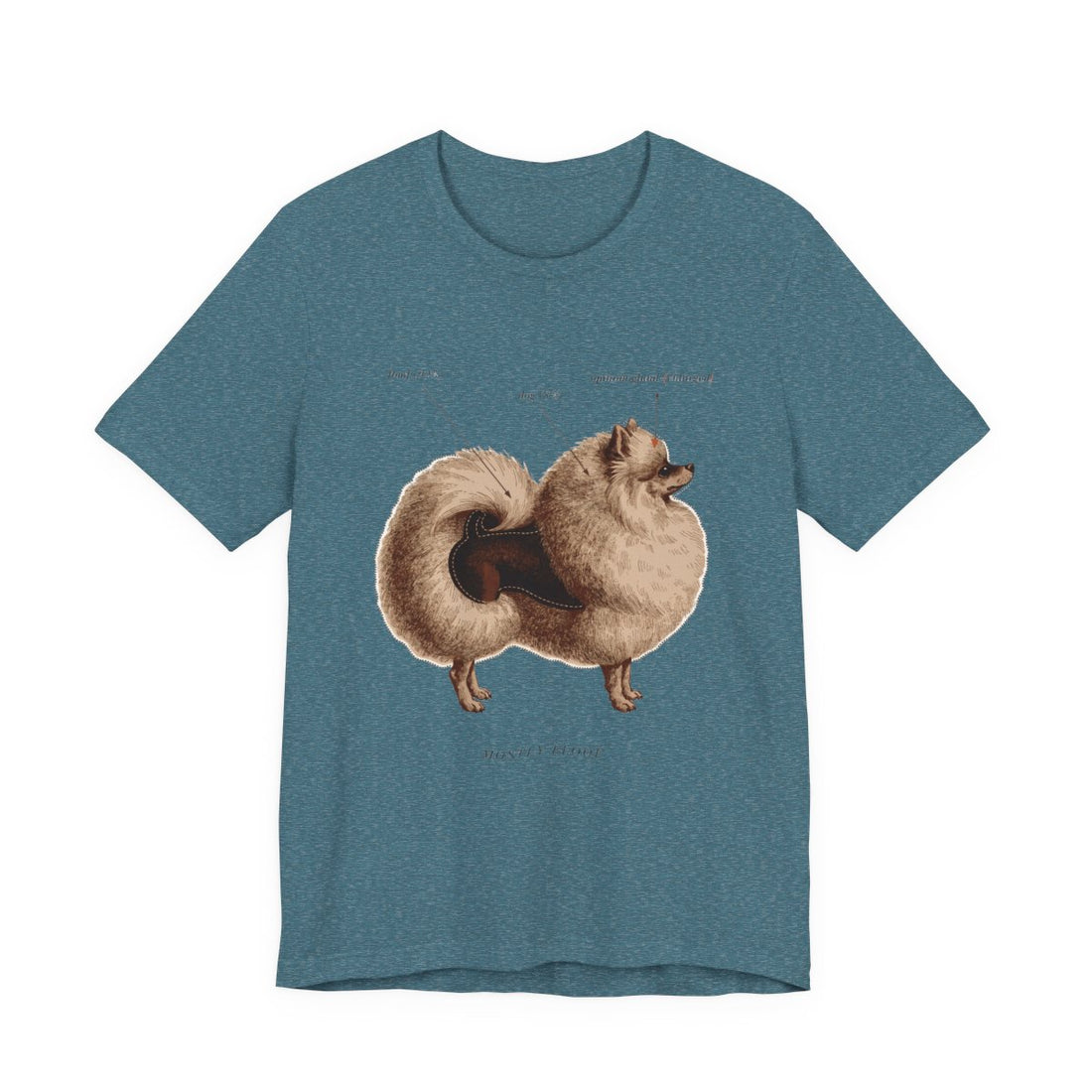 Heather Deep Teal — Front | Pomeranian 'Mostly Floof' Tee