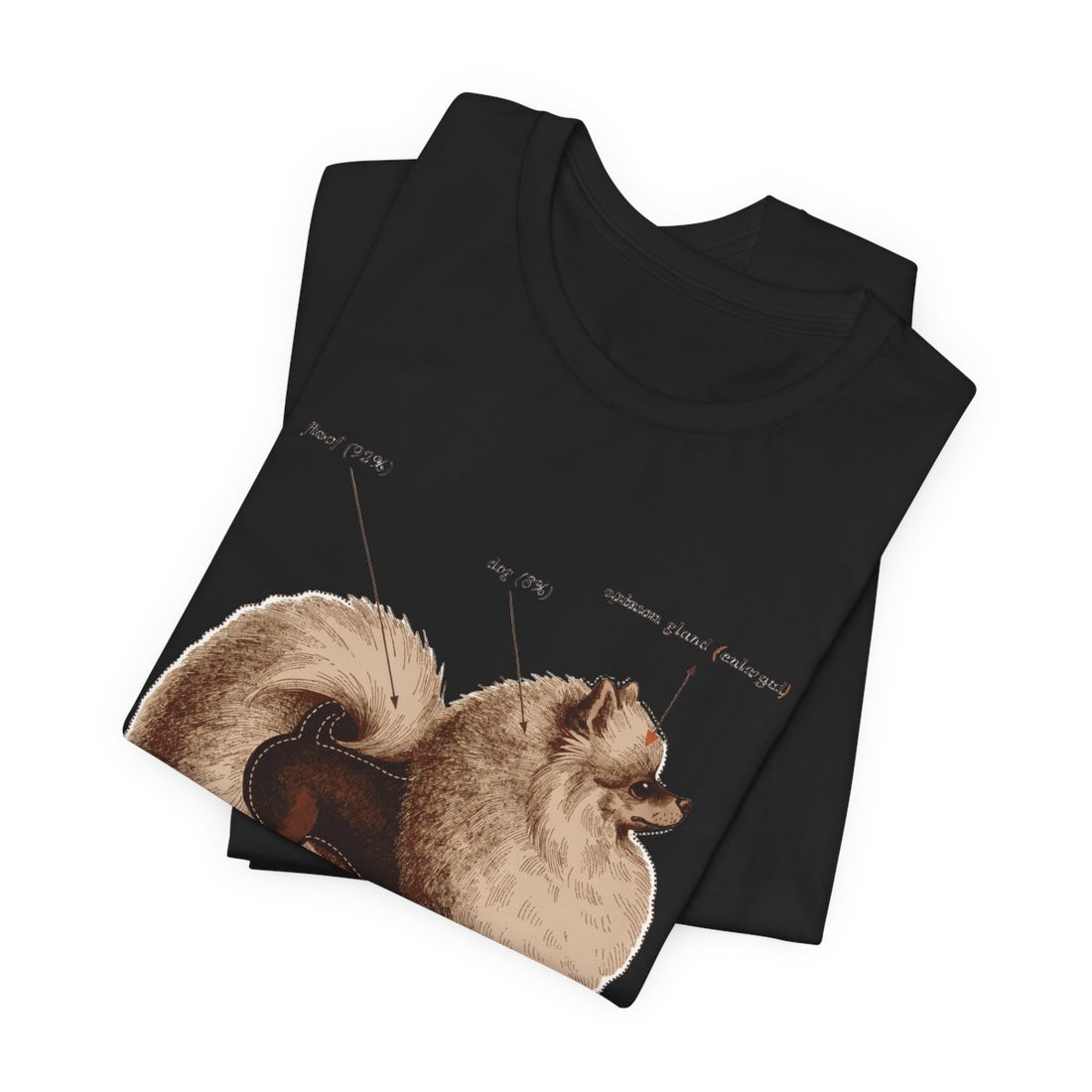 Black — Folded | Pomeranian 'Mostly Floof' Tee