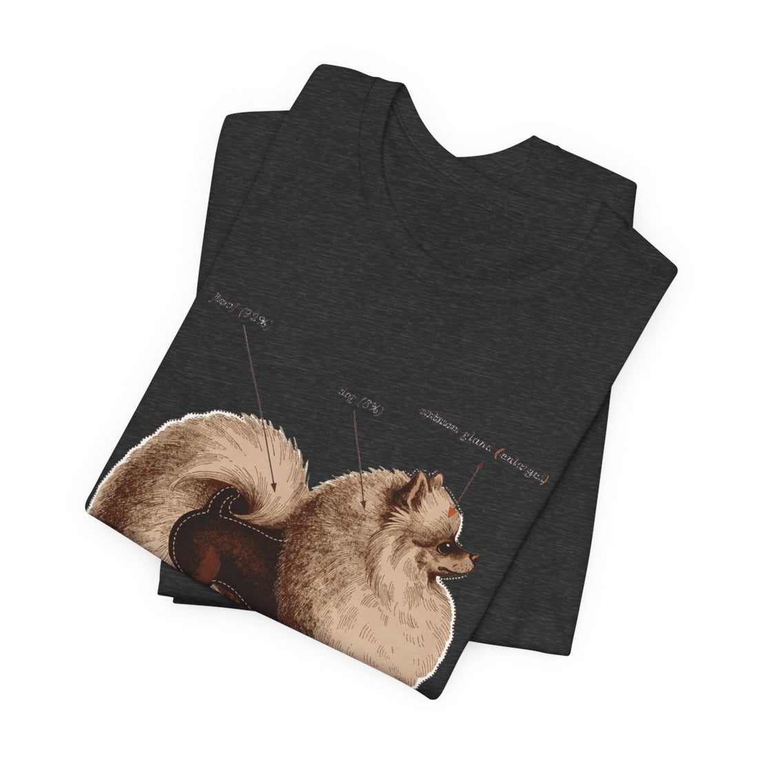 Dark Grey Heather — Folded | Pomeranian 'Mostly Floof' Tee