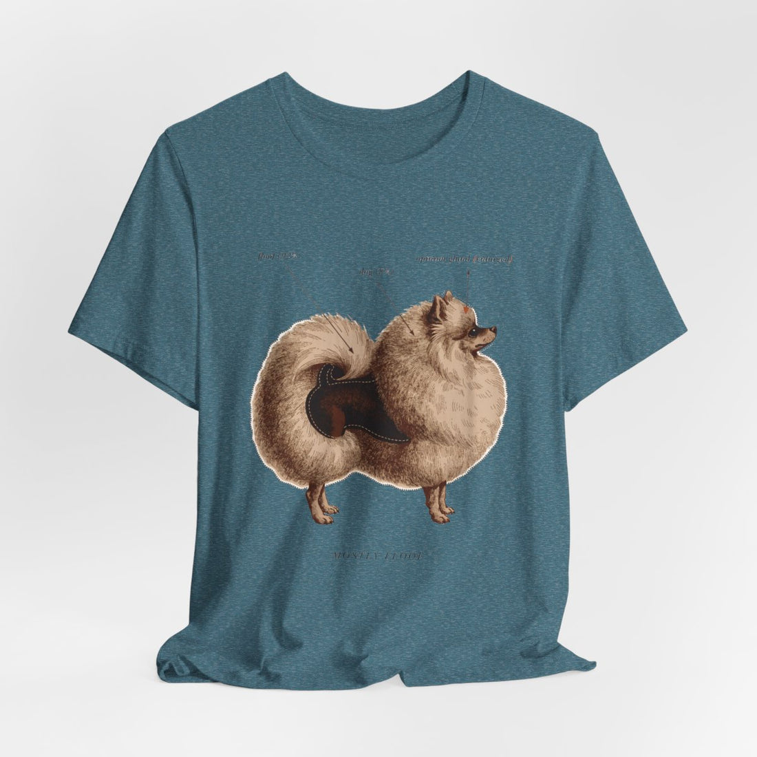 Heather Deep Teal — Hanging | Pomeranian 'Mostly Floof' Tee