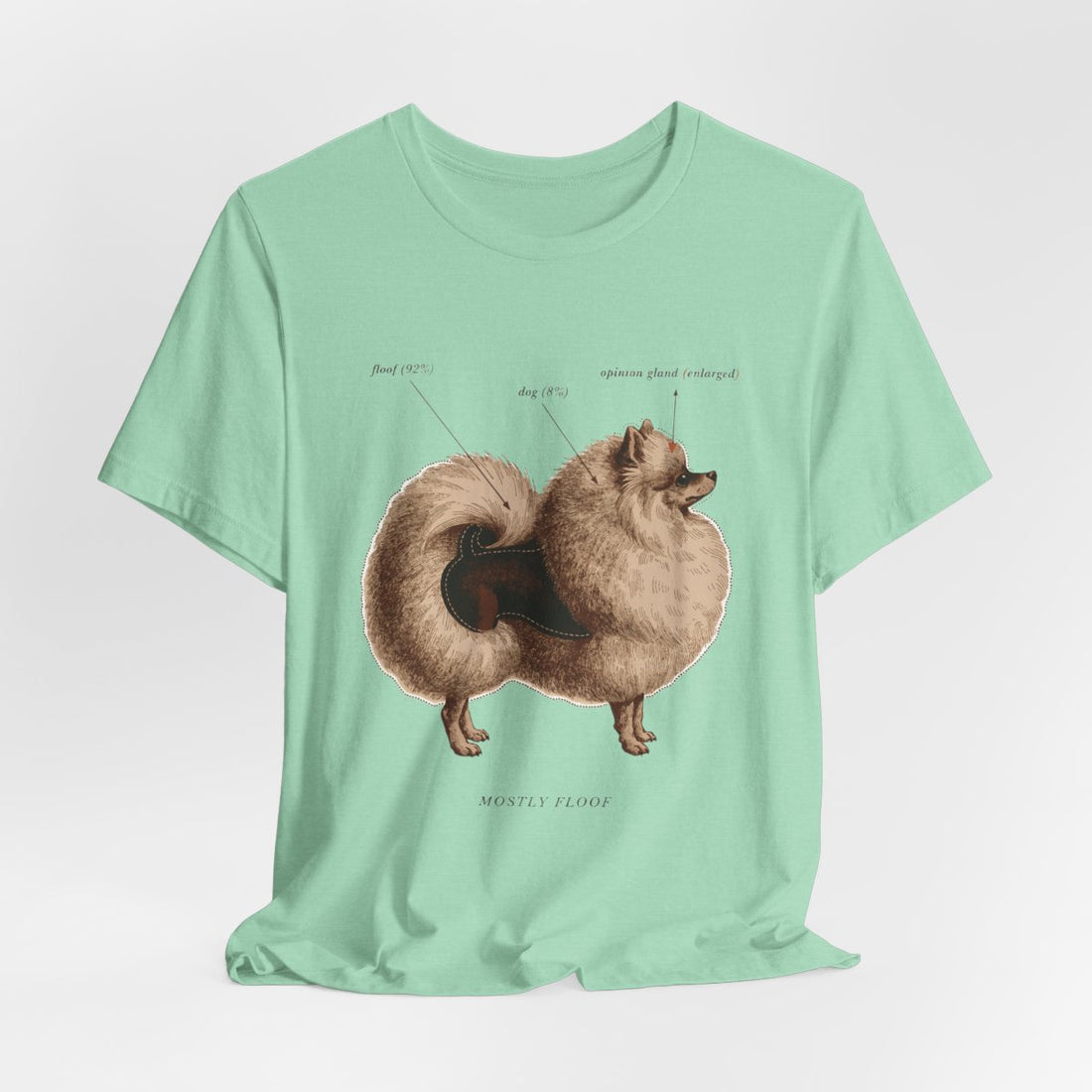Heather Mint — Hanging | Pomeranian 'Mostly Floof' Tee