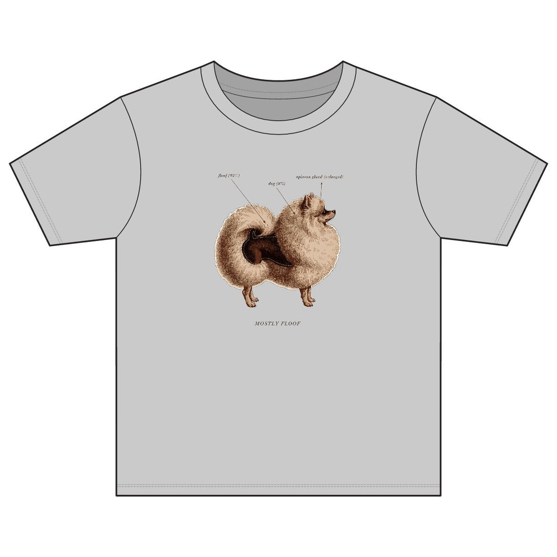 Sport Grey — Front | Pomeranian 'Mostly Floof' Youth Tee