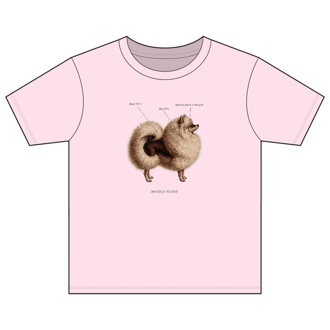Light Pink — Front | Pomeranian 'Mostly Floof' Youth Tee