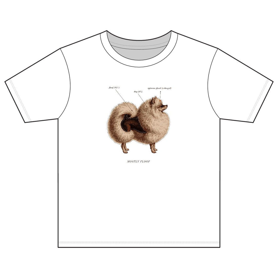 White — Front | Pomeranian 'Mostly Floof' Youth Tee