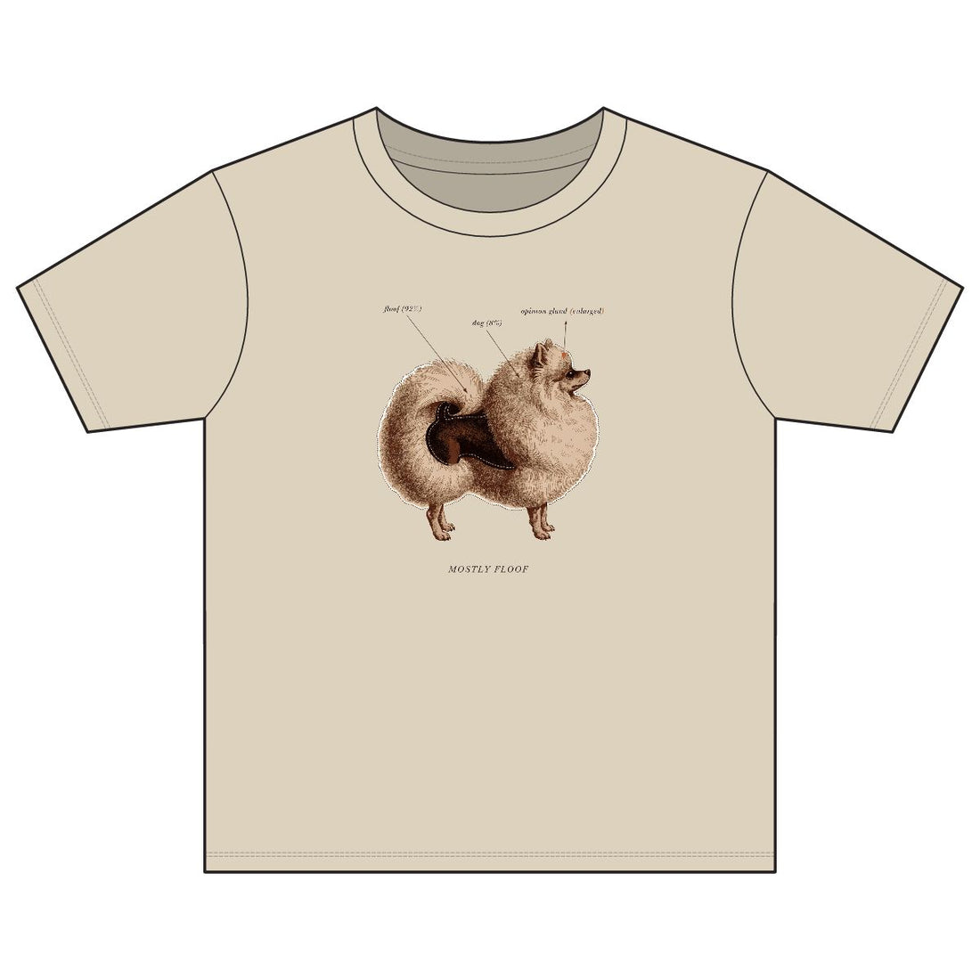 Sand — Front | Pomeranian 'Mostly Floof' Youth Tee