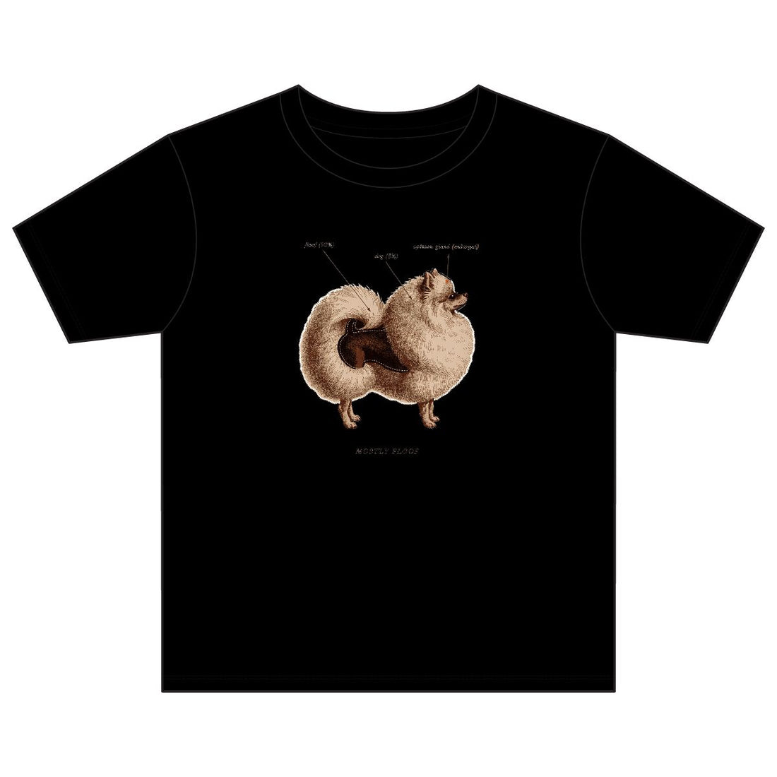 Black — Front | Pomeranian 'Mostly Floof' Youth Tee