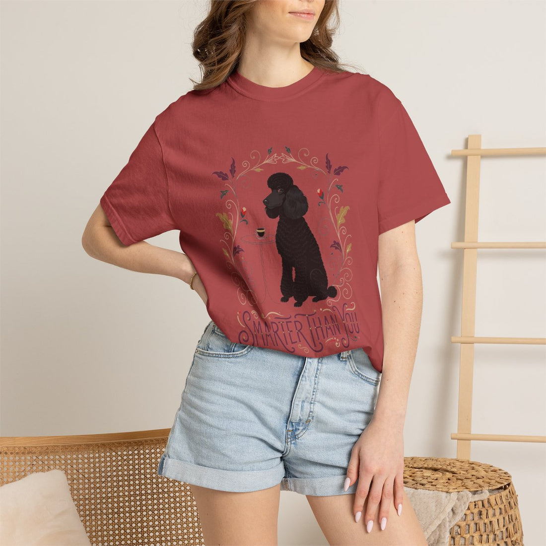 Crimson — Lifestyle | Poodle 'Smarter Than You' Garment-Dyed Tee