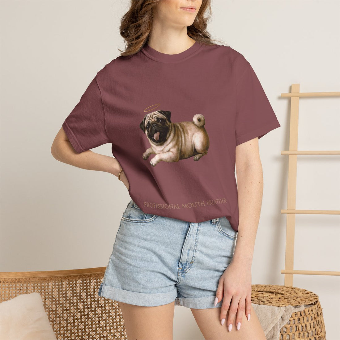 Brick — Lifestyle | Pug 'Professional Mouth Breather' Garment-Dyed Tee
