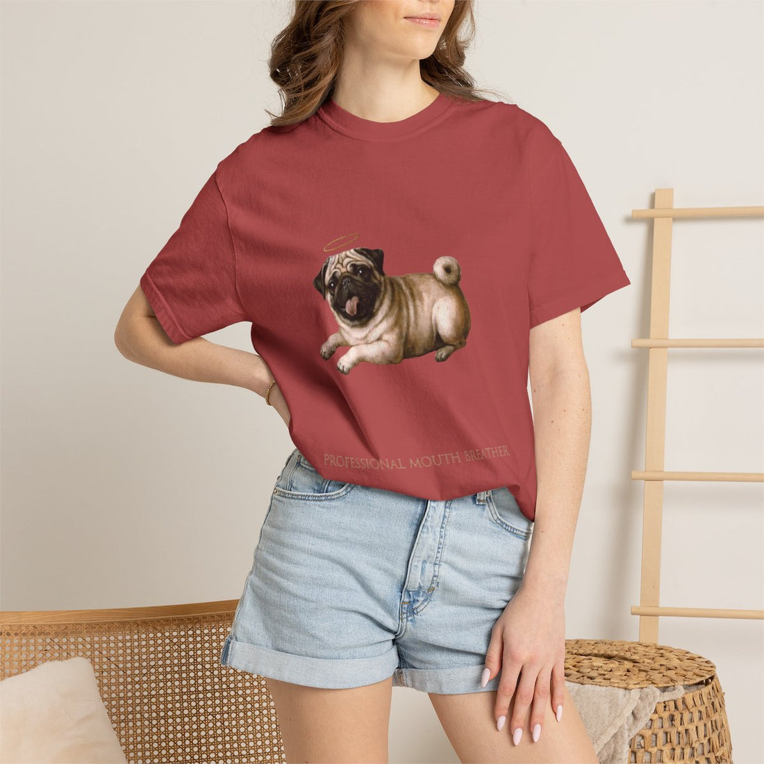 Crimson — Lifestyle | Pug 'Professional Mouth Breather' Garment-Dyed Tee