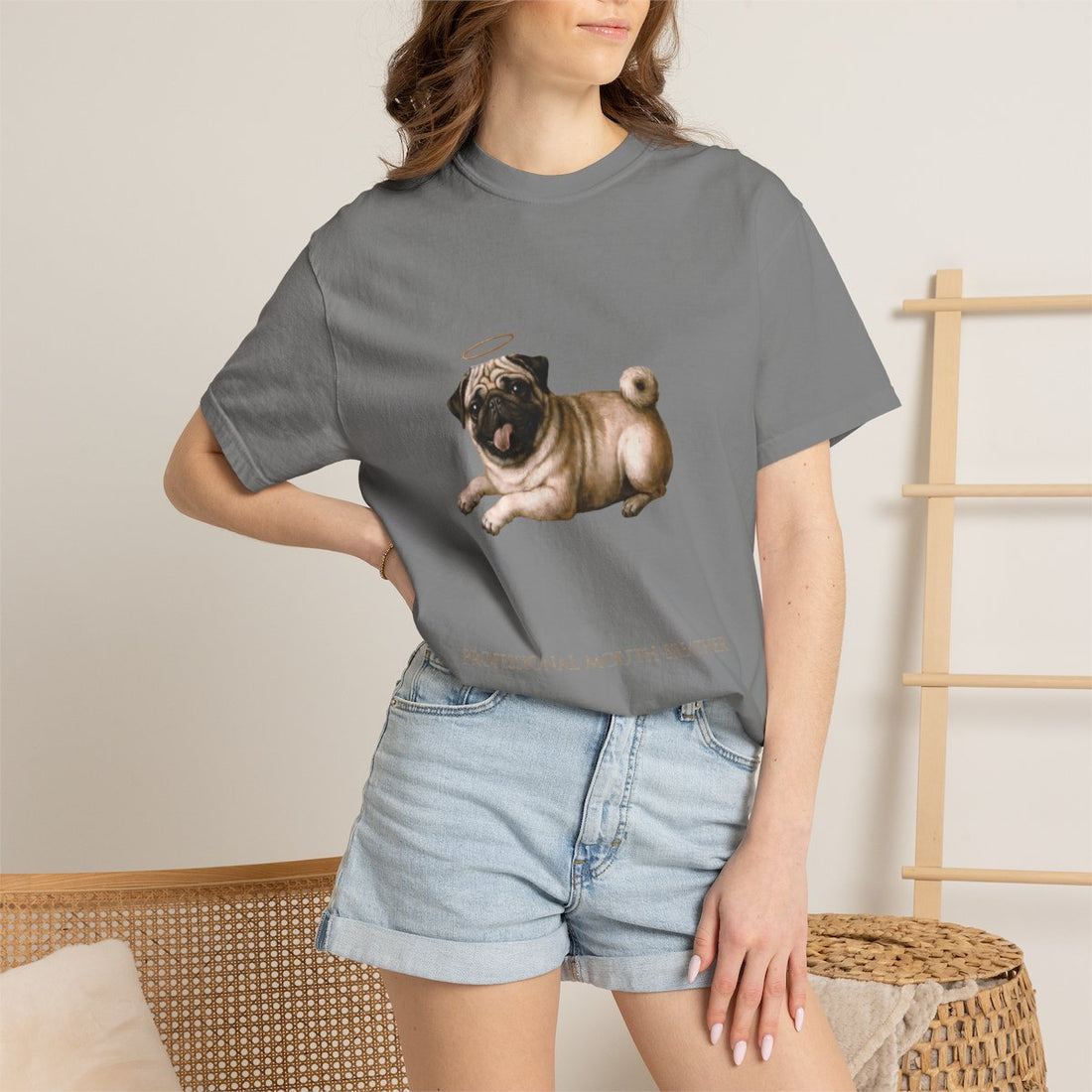 Grey — Lifestyle | Pug 'Professional Mouth Breather' Garment-Dyed Tee