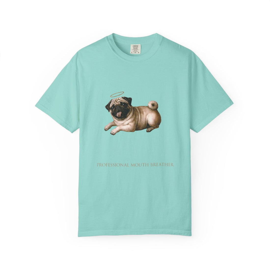Chalky Mint — Front | Pug 'Professional Mouth Breather' Garment-Dyed Tee