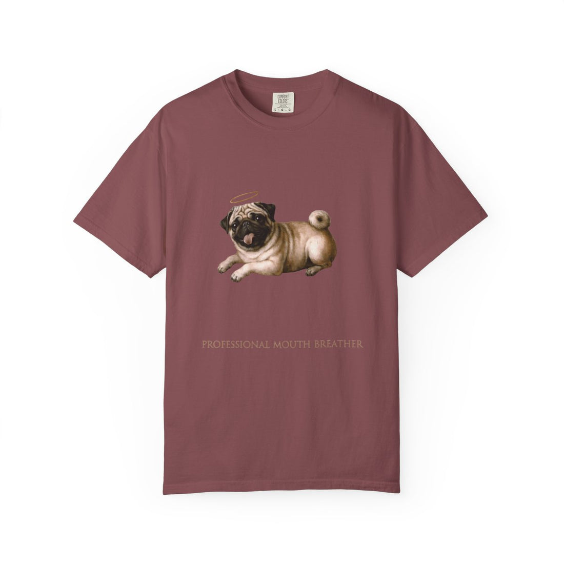 Brick — Front | Pug 'Professional Mouth Breather' Garment-Dyed Tee
