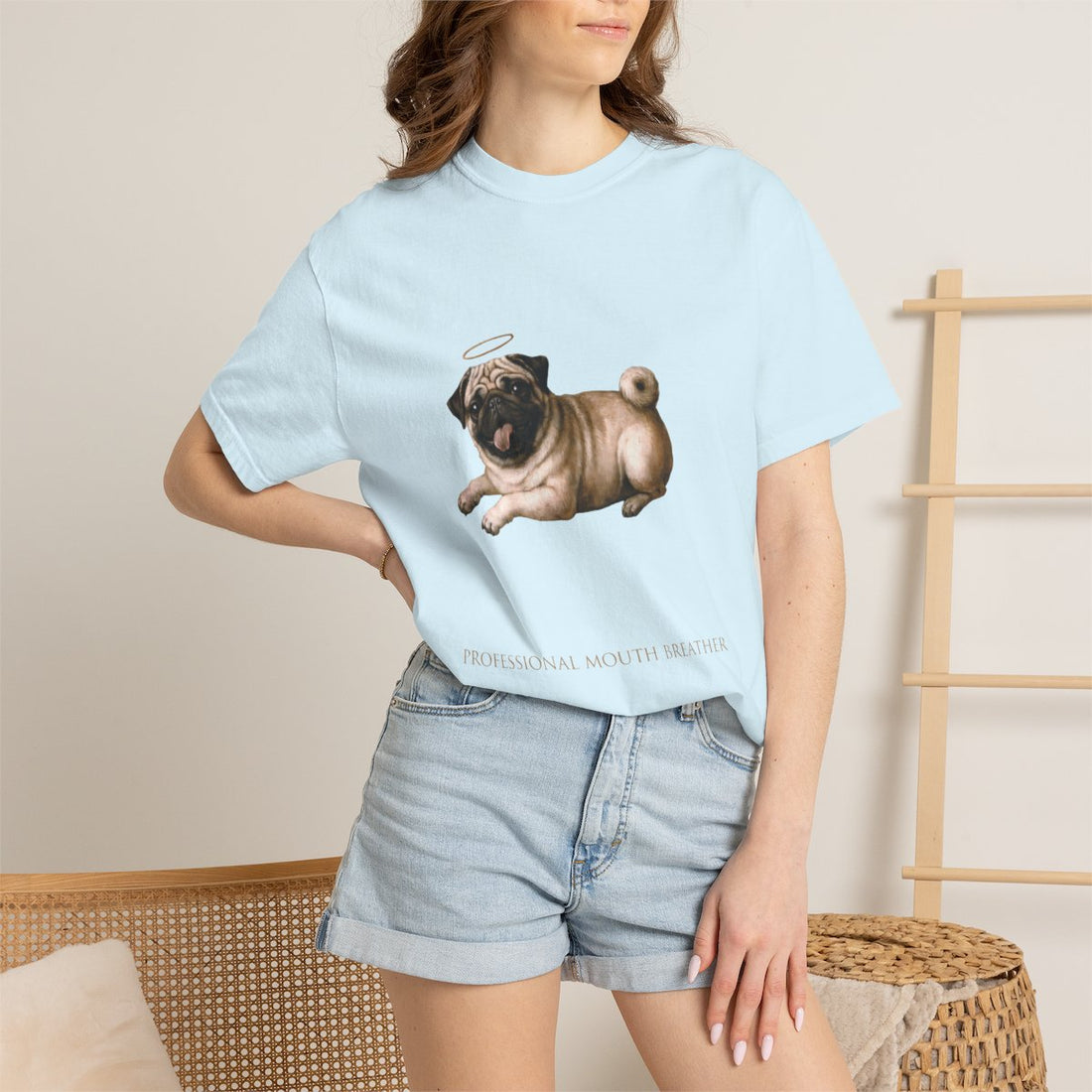 Chambray — Lifestyle | Pug 'Professional Mouth Breather' Garment-Dyed Tee