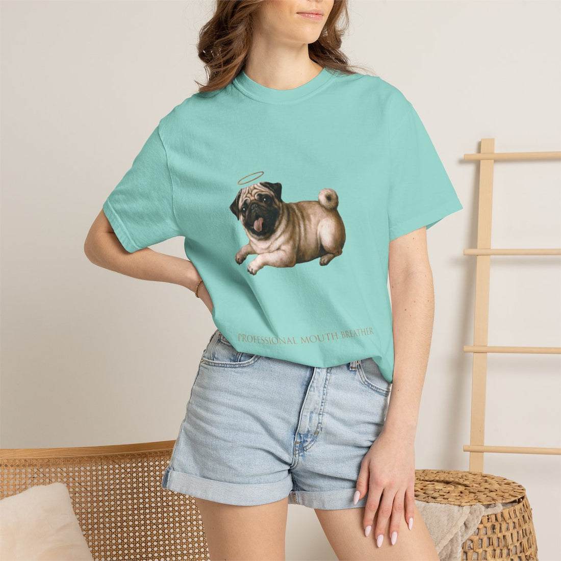 Chalky Mint — Lifestyle | Pug 'Professional Mouth Breather' Garment-Dyed Tee