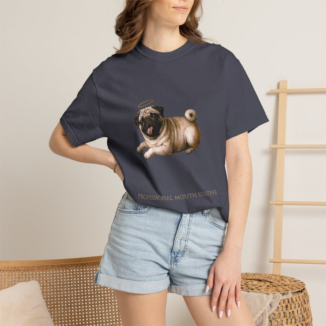Navy — Lifestyle | Pug 'Professional Mouth Breather' Garment-Dyed Tee