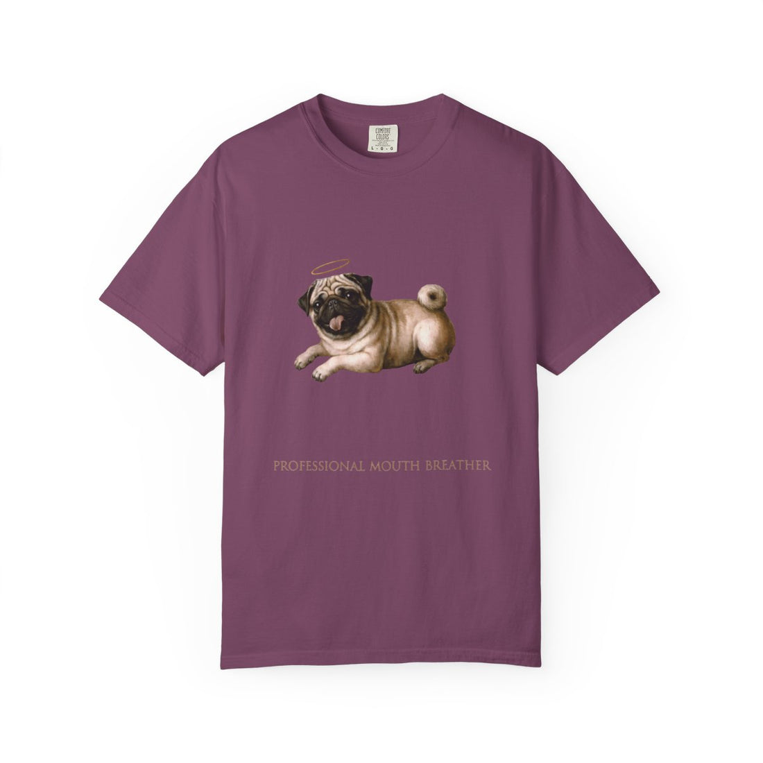Berry — Front | Pug 'Professional Mouth Breather' Garment-Dyed Tee
