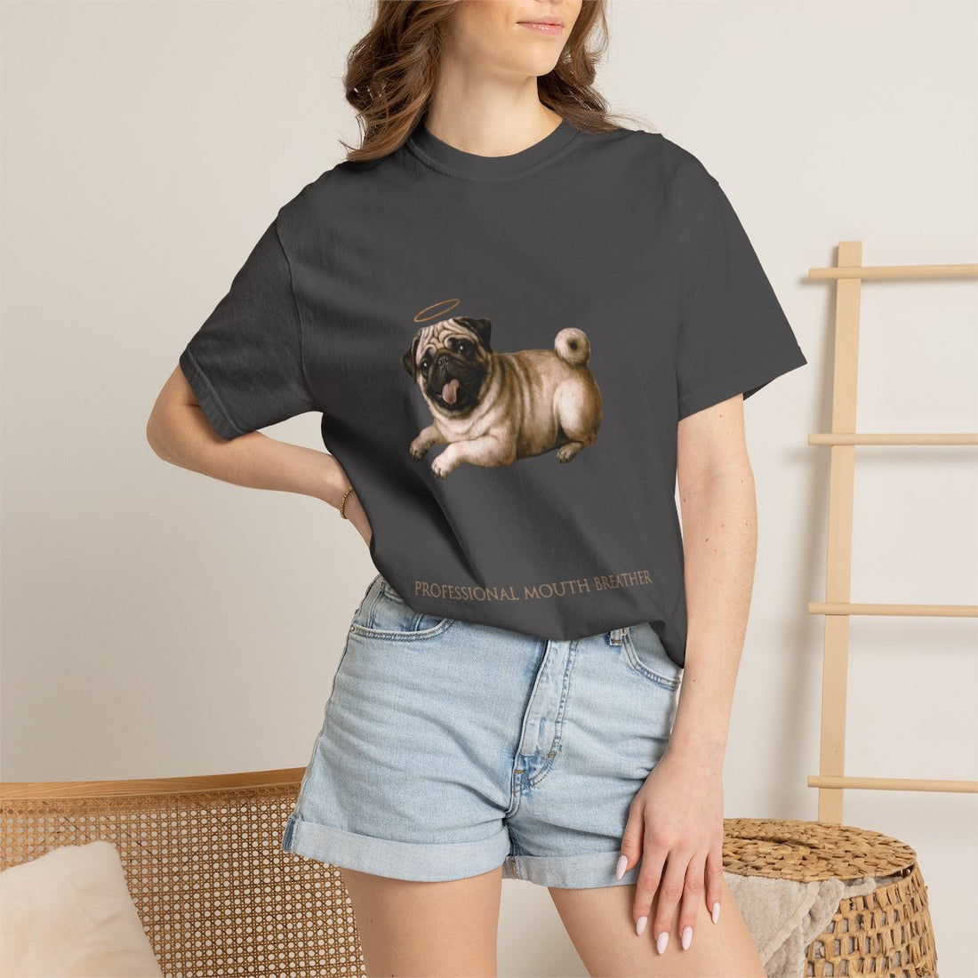 Graphite — Lifestyle | Pug 'Professional Mouth Breather' Garment-Dyed Tee