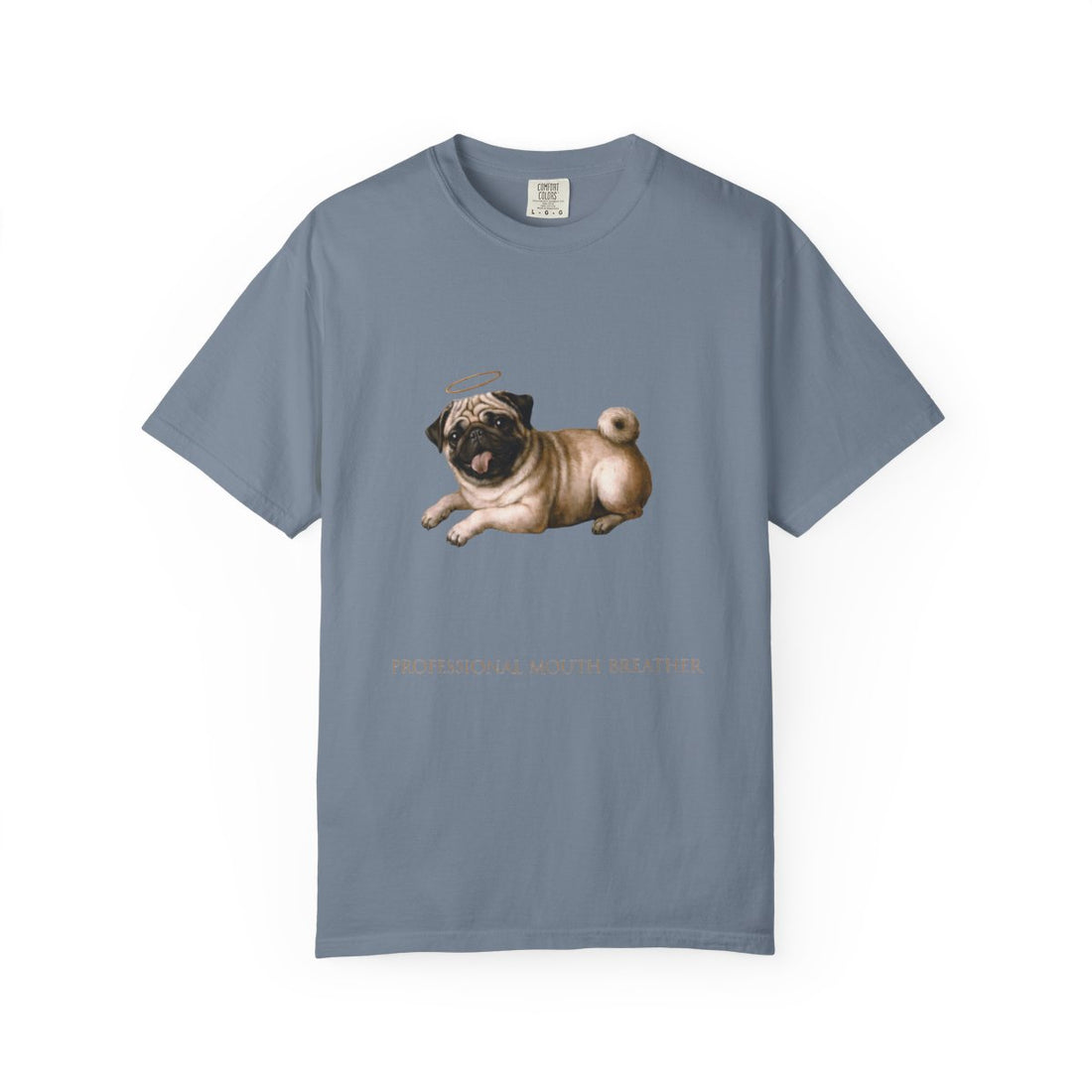 Blue Jean — Front | Pug 'Professional Mouth Breather' Garment-Dyed Tee