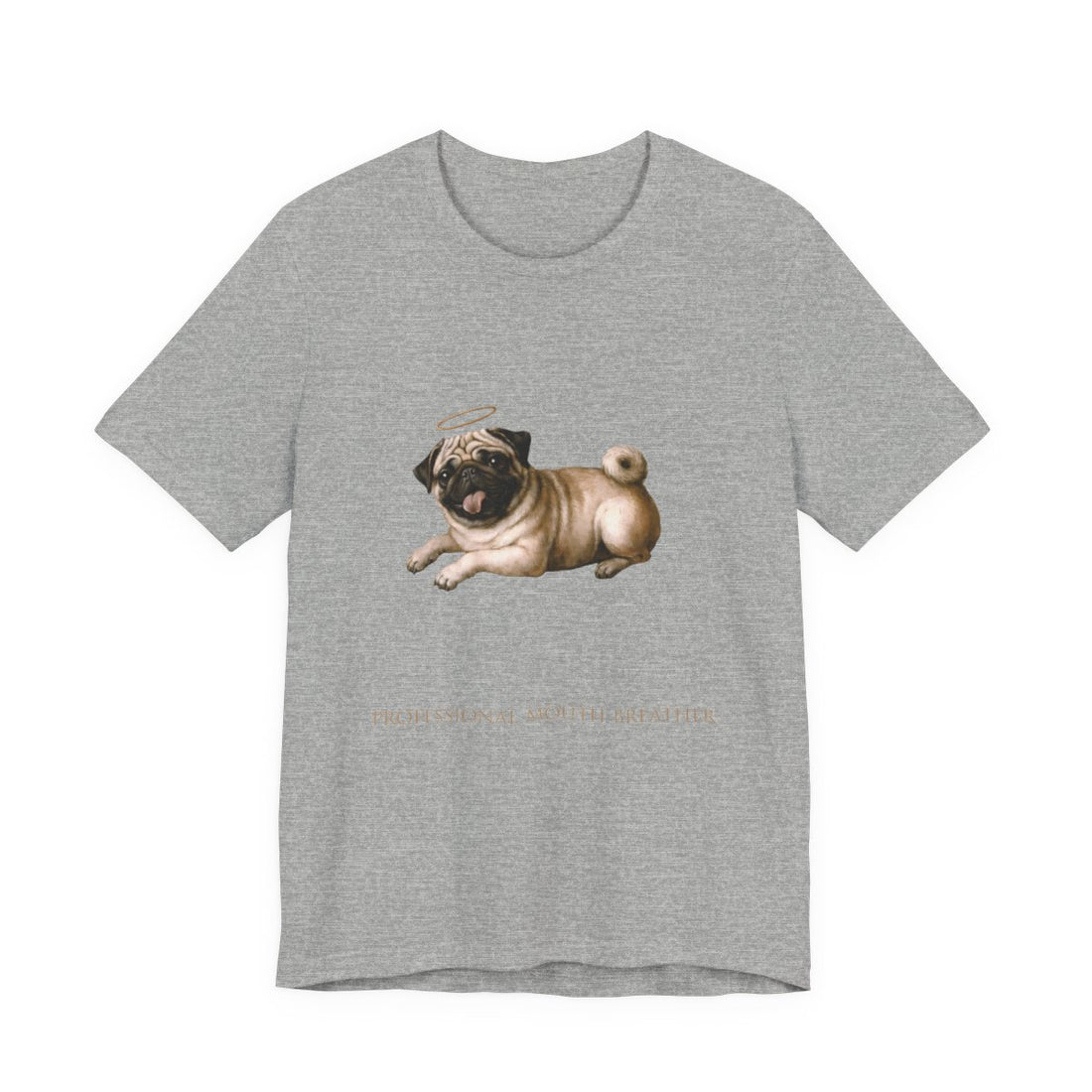 Athletic Heather — Front | Pug 'Professional Mouth Breather' Tee