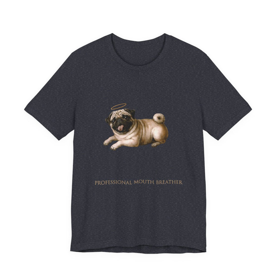 Heather Navy — Front | Pug 'Professional Mouth Breather' Tee