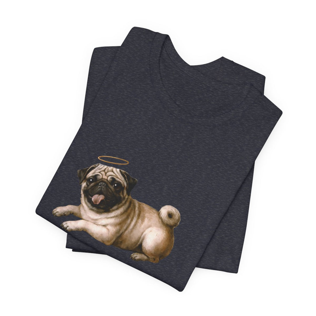 Heather Navy — Folded | Pug 'Professional Mouth Breather' Tee