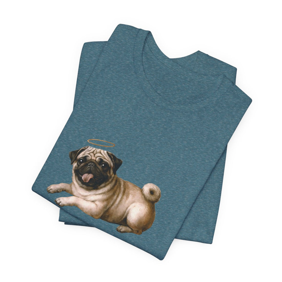 Heather Deep Teal — Folded | Pug 'Professional Mouth Breather' Tee
