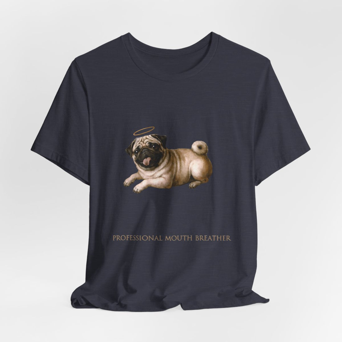 Heather Midnight Navy — Hanging | Pug 'Professional Mouth Breather' Tee