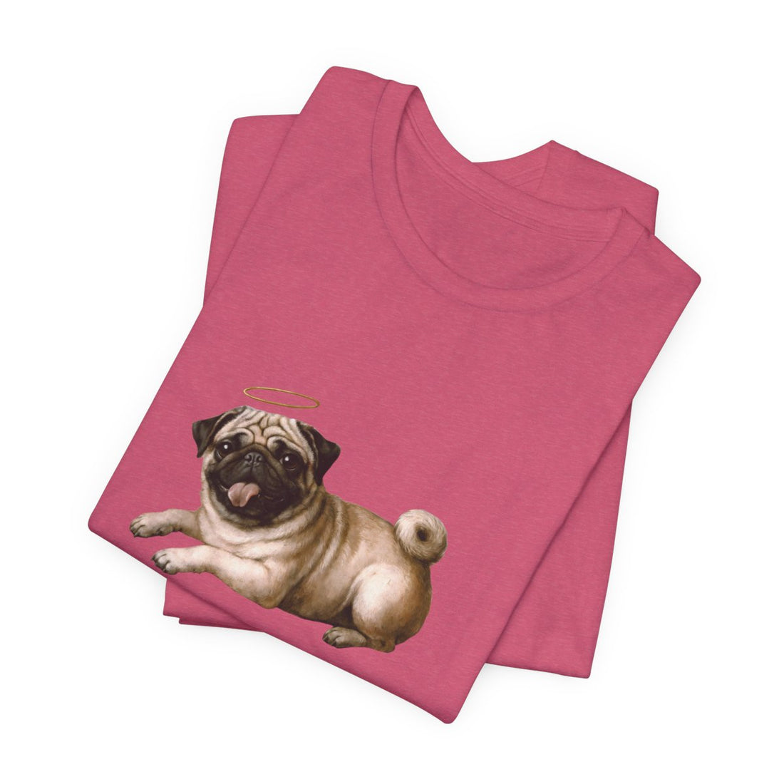 Heather Raspberry — Folded | Pug 'Professional Mouth Breather' Tee