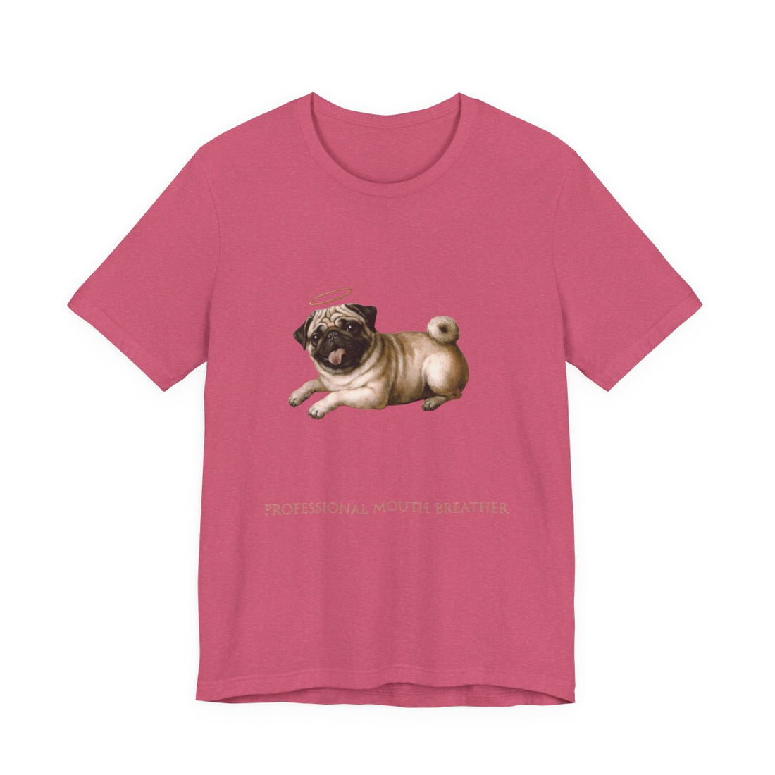 Heather Raspberry — Front | Pug 'Professional Mouth Breather' Tee