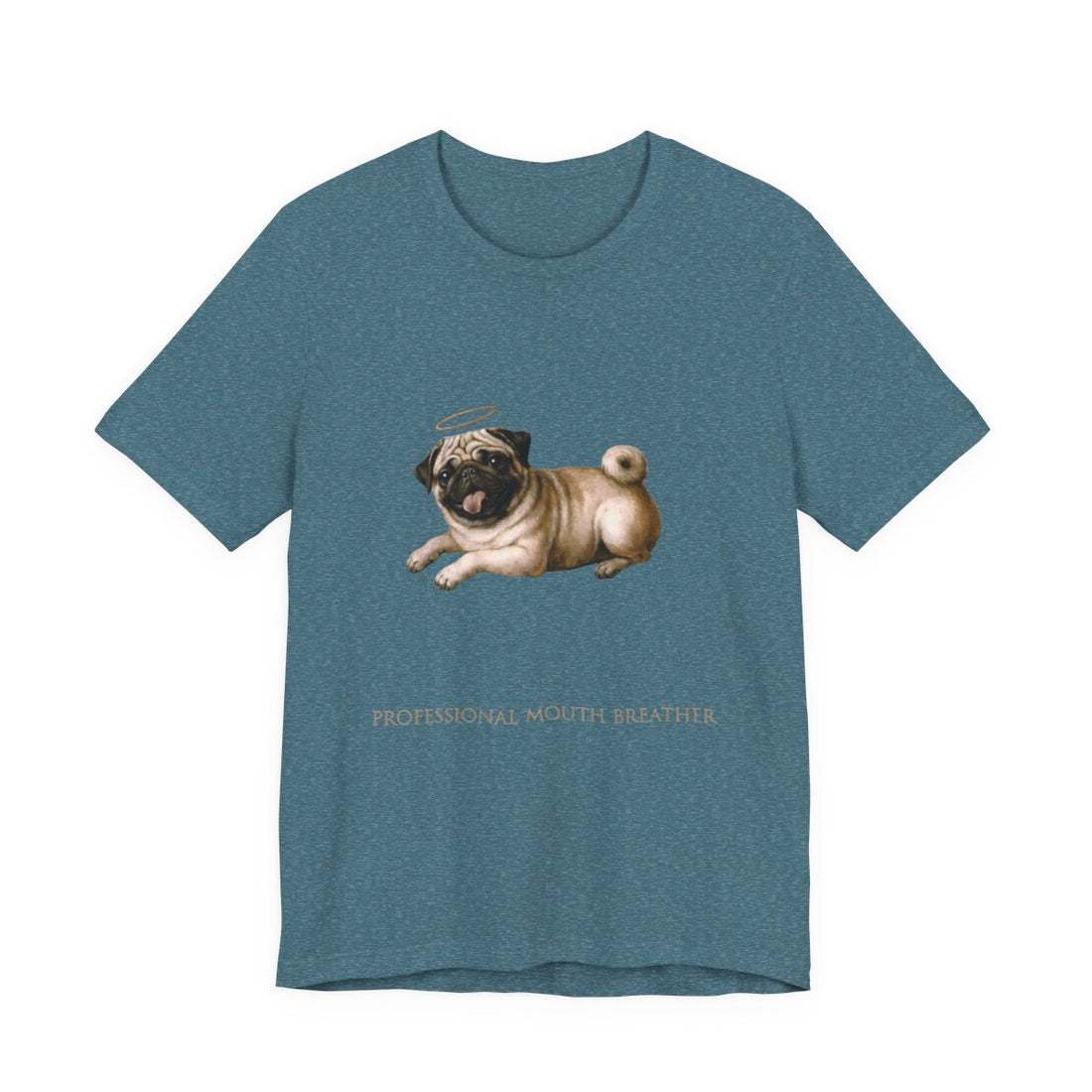 Heather Deep Teal — Front | Pug 'Professional Mouth Breather' Tee