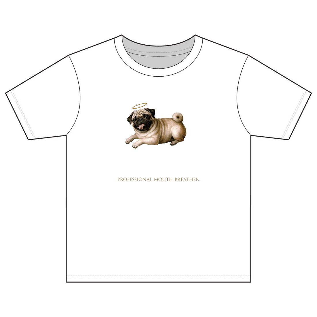 White — Front | Pug 'Professional Mouth Breather' Youth Tee