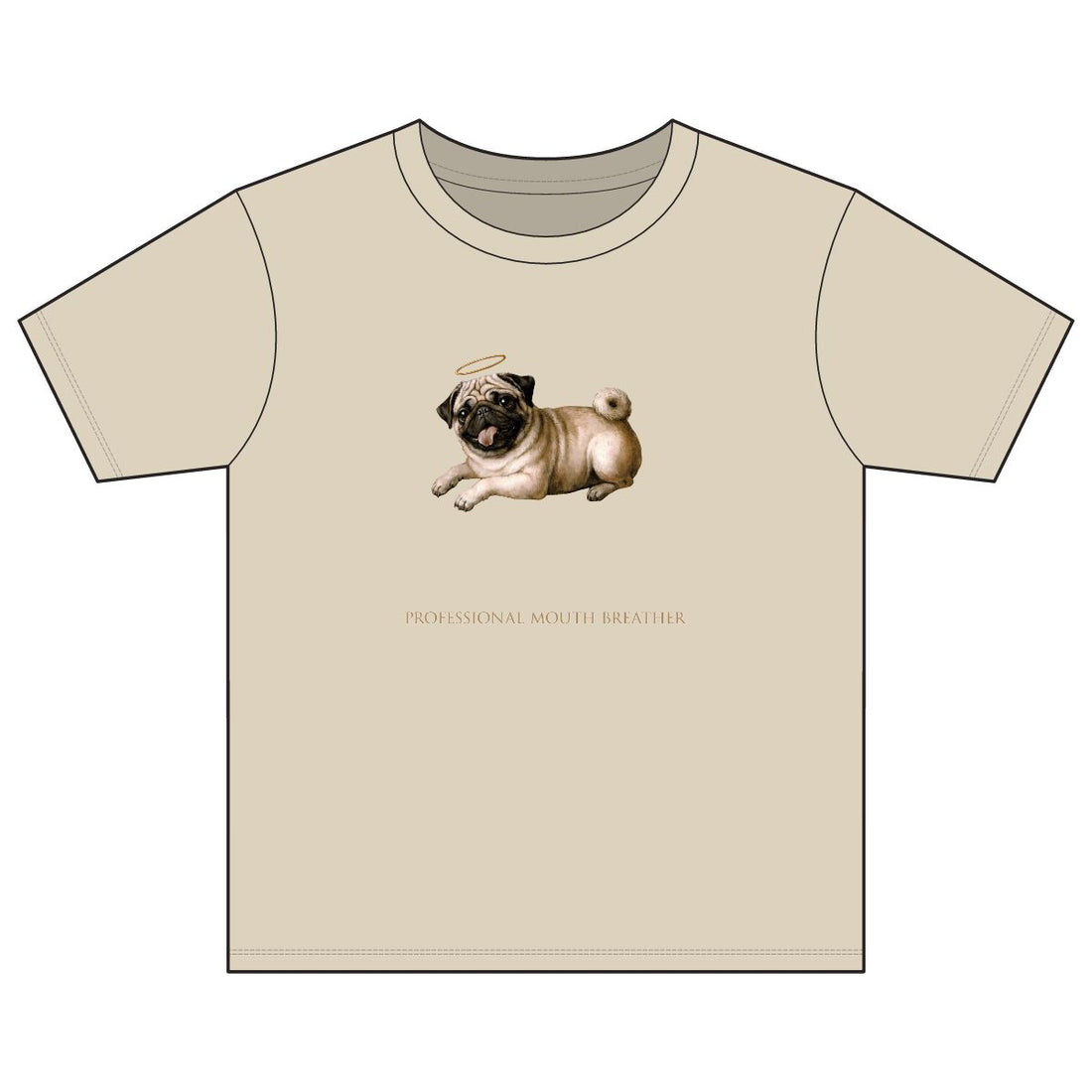 Sand — Front | Pug 'Professional Mouth Breather' Youth Tee