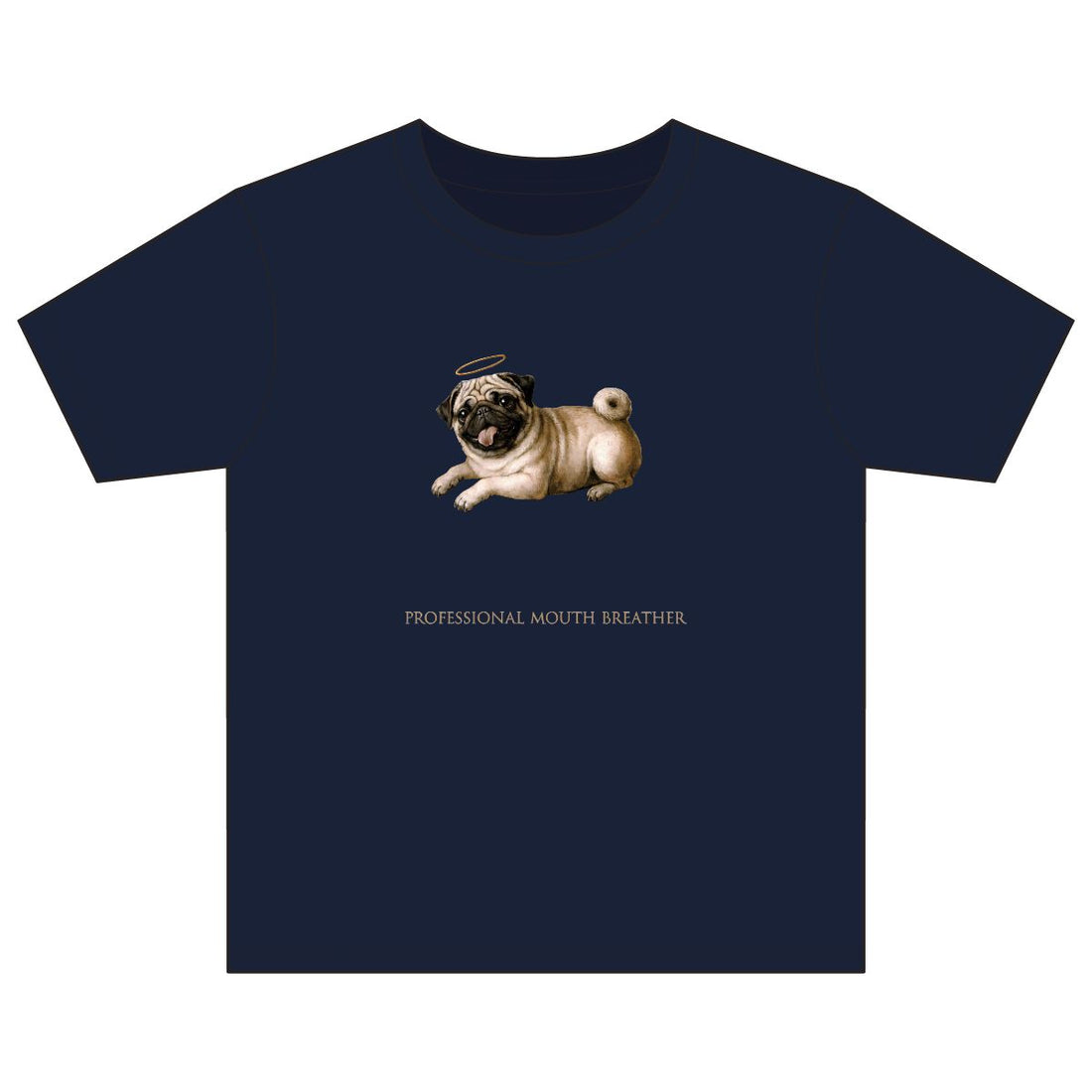 Navy — Front | Pug 'Professional Mouth Breather' Youth Tee