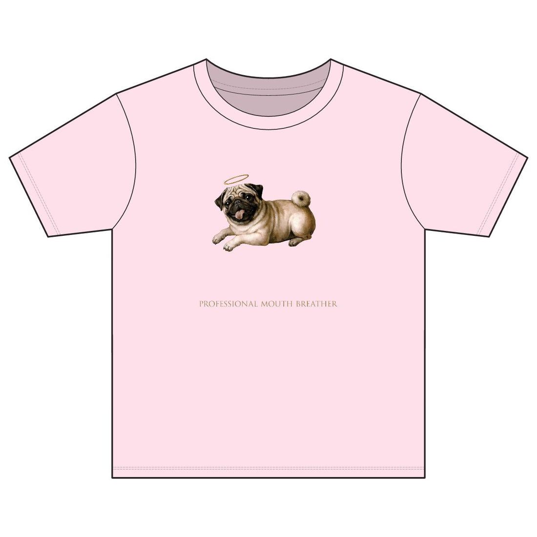 Light Pink — Front | Pug 'Professional Mouth Breather' Youth Tee