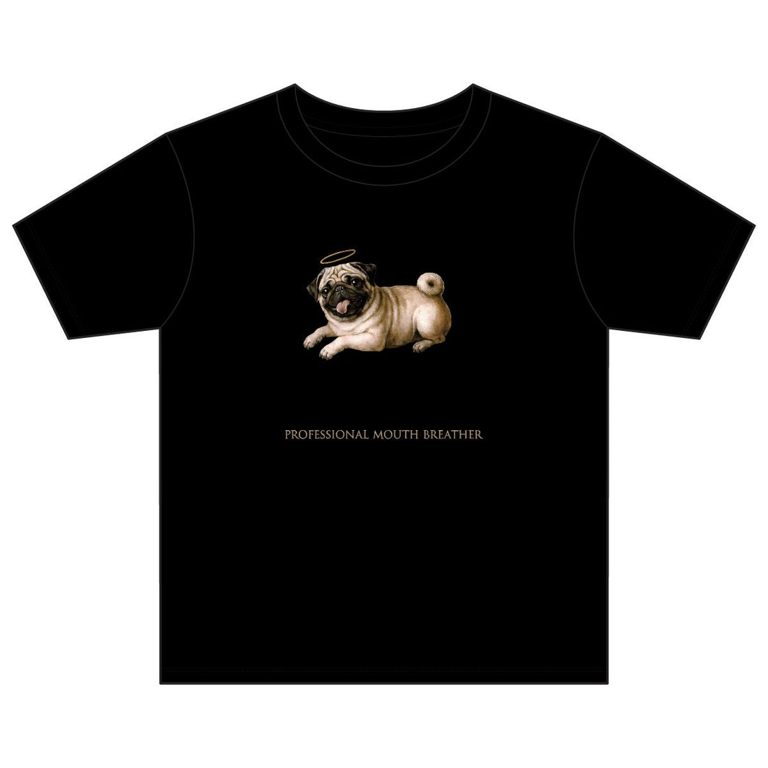 Black — Front | Pug 'Professional Mouth Breather' Youth Tee