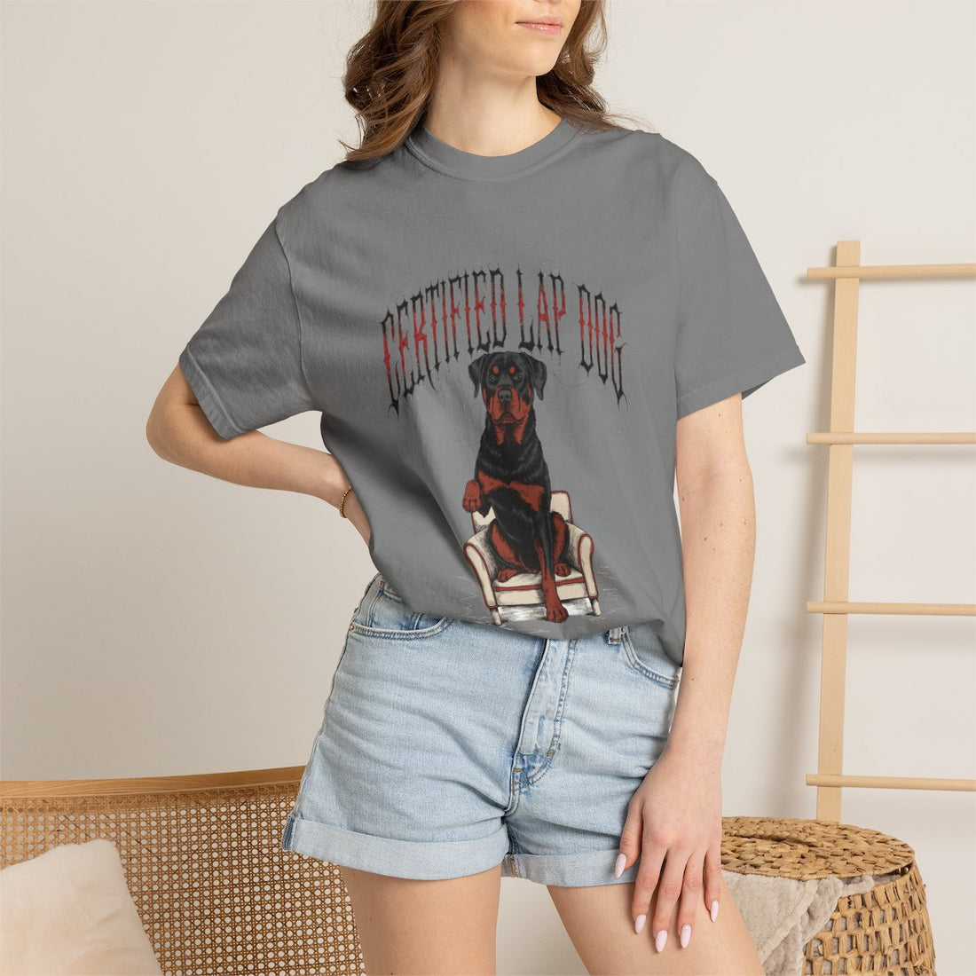 Grey — Lifestyle | Rottweiler 'Certified Lap Dog' Garment-Dyed Tee