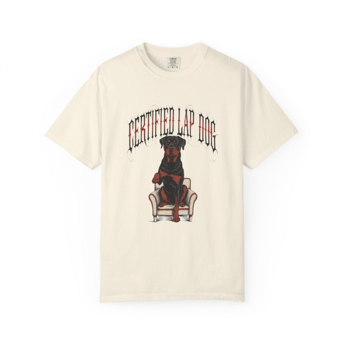Ivory — Front | Rottweiler 'Certified Lap Dog' Garment-Dyed Tee