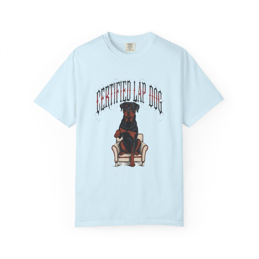 Chambray — Front | Rottweiler 'Certified Lap Dog' Garment-Dyed Tee