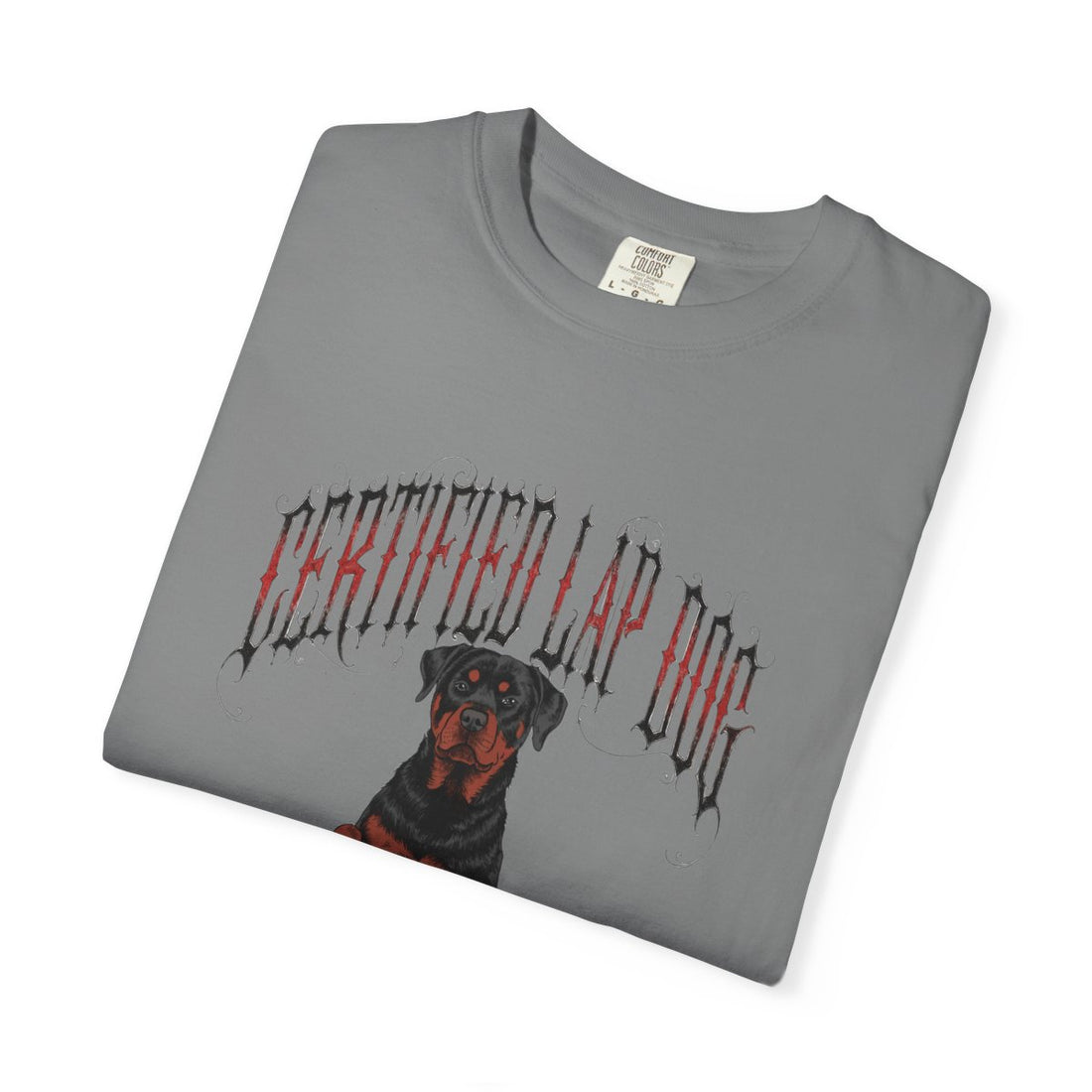 Grey — Folded | Rottweiler 'Certified Lap Dog' Garment-Dyed Tee