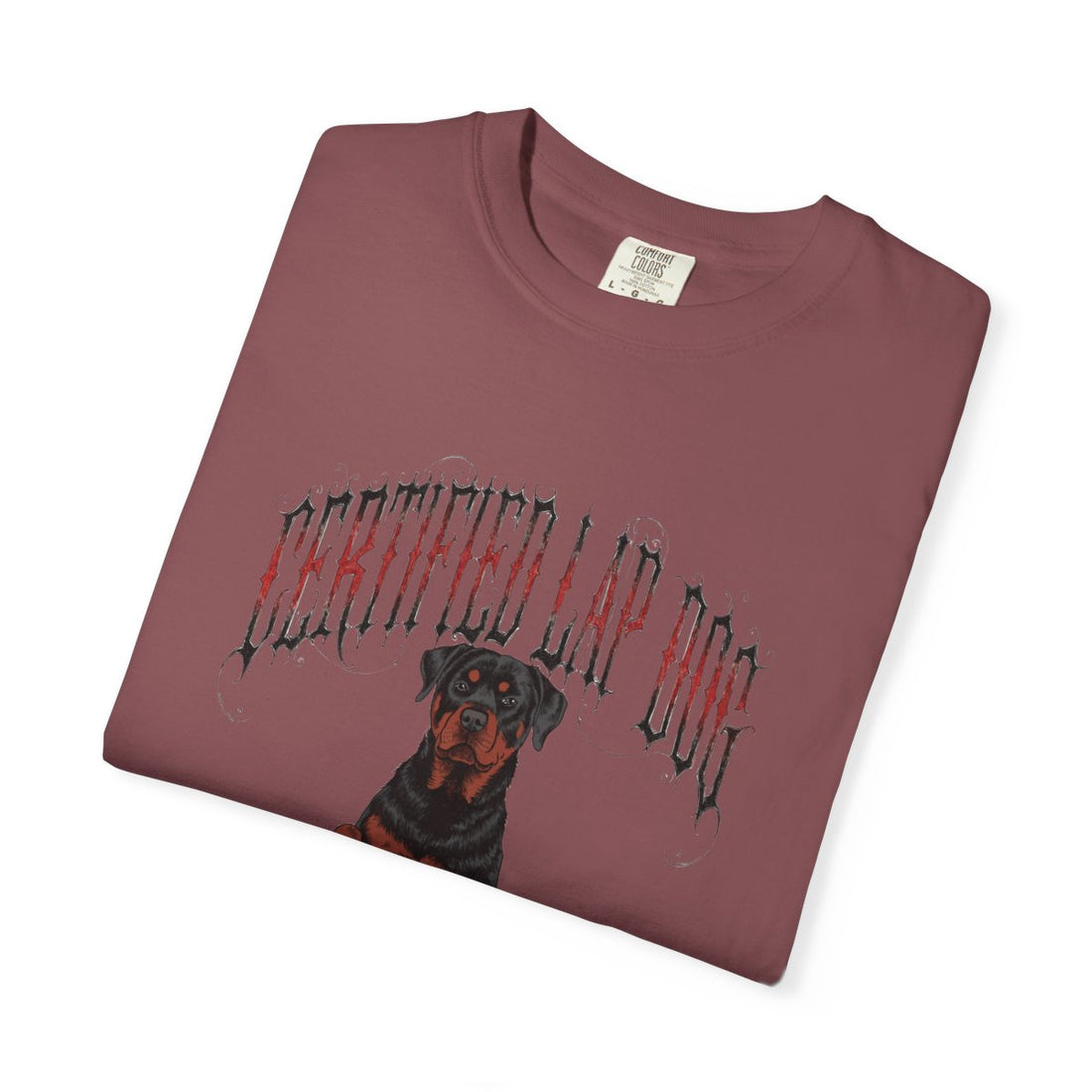 Brick — Folded | Rottweiler 'Certified Lap Dog' Garment-Dyed Tee