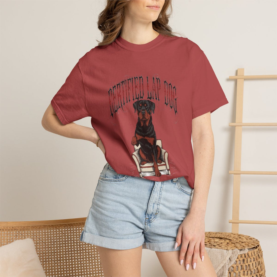 Crimson — Lifestyle | Rottweiler 'Certified Lap Dog' Garment-Dyed Tee