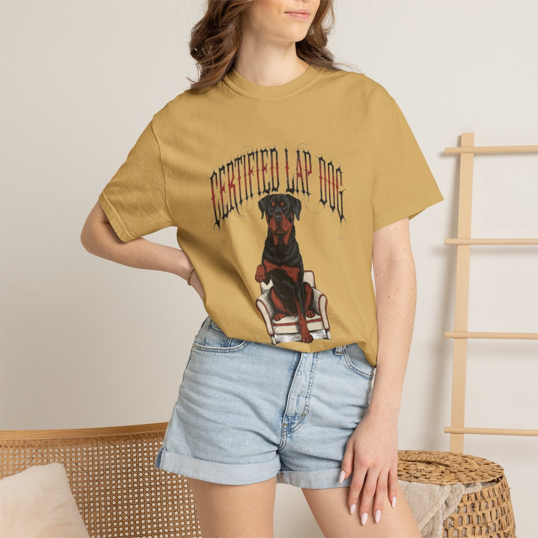Mustard — Lifestyle | Rottweiler 'Certified Lap Dog' Garment-Dyed Tee