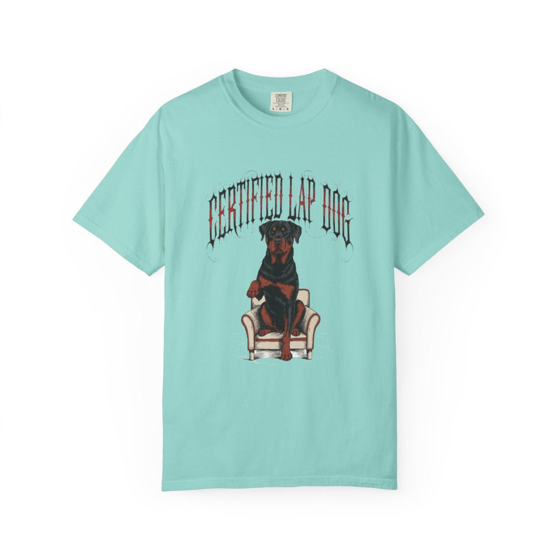 Chalky Mint — Front | Rottweiler 'Certified Lap Dog' Garment-Dyed Tee