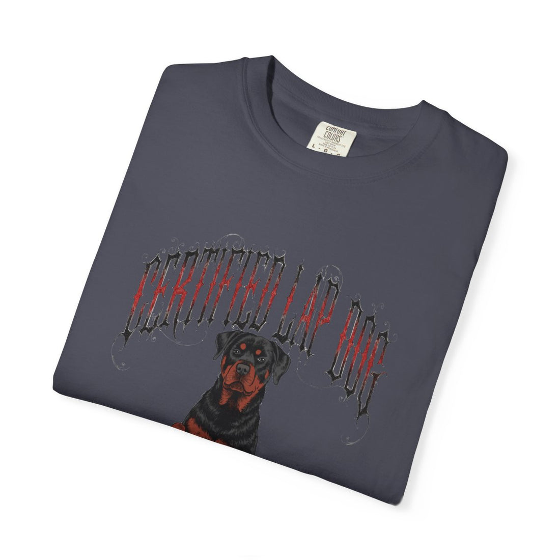 Navy — Folded | Rottweiler 'Certified Lap Dog' Garment-Dyed Tee