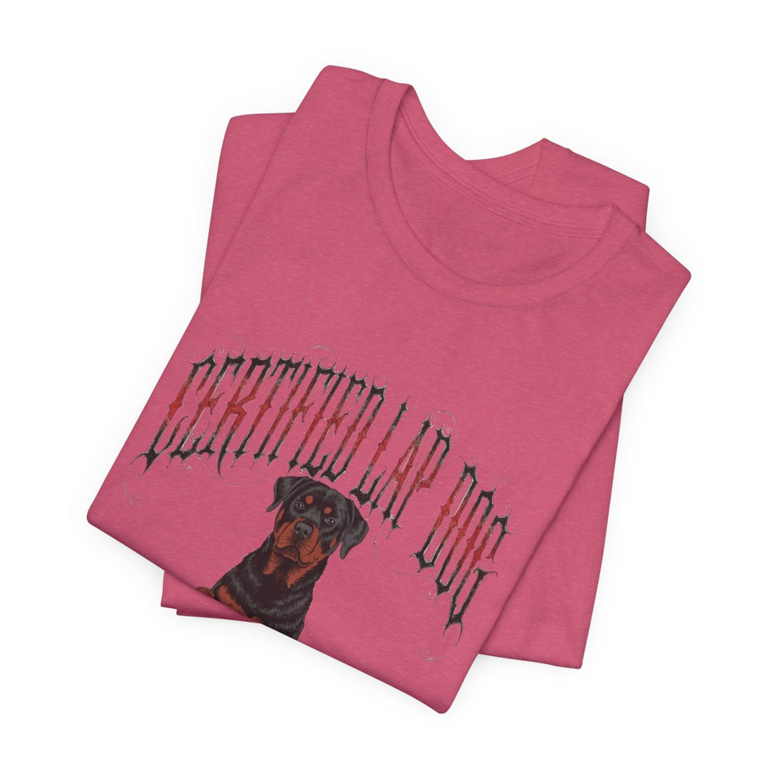 Heather Raspberry — Folded | Rottweiler 'Certified Lap Dog' Tee