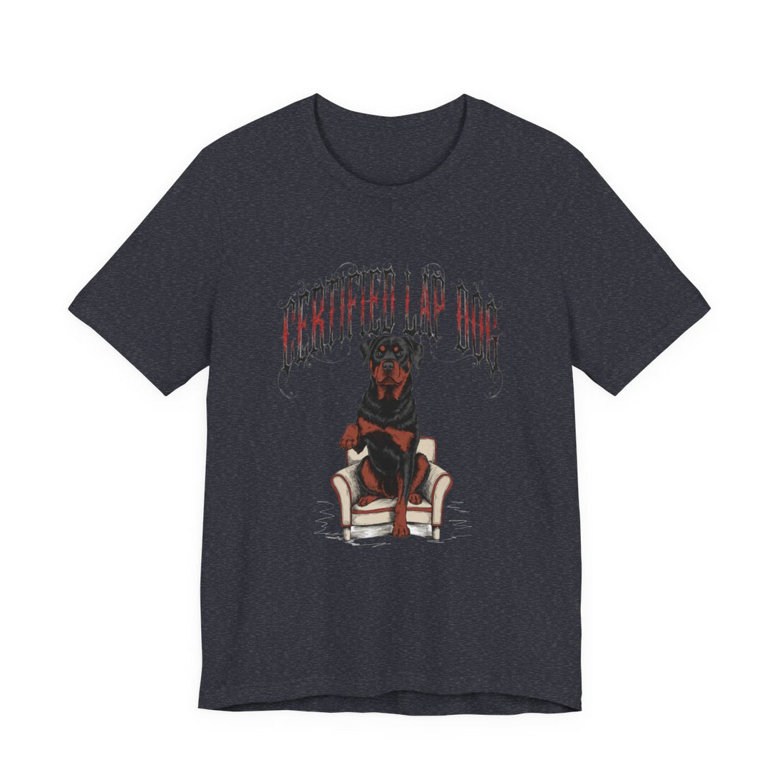 Heather Navy — Front | Rottweiler 'Certified Lap Dog' Tee