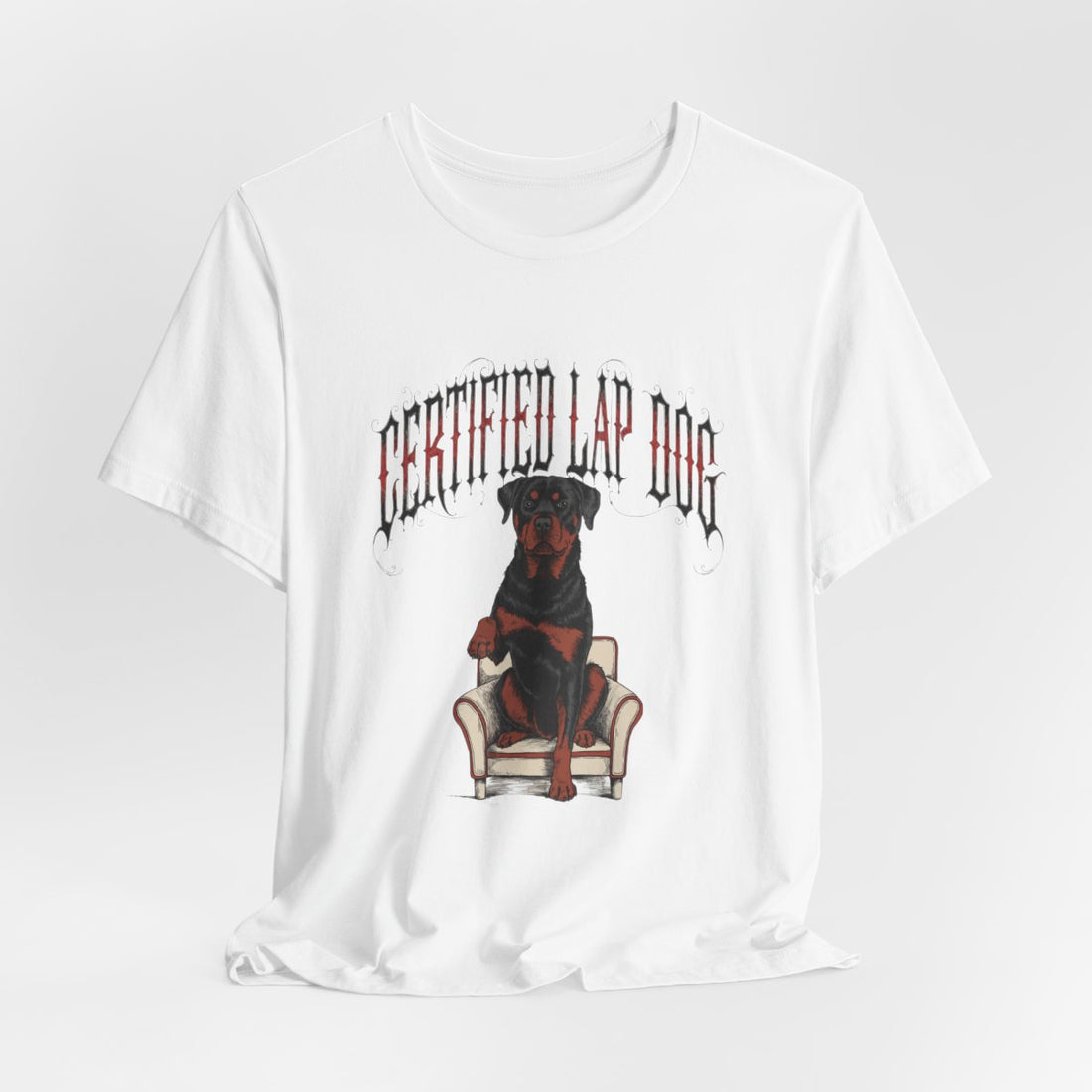 White — Hanging | Rottweiler 'Certified Lap Dog' Tee