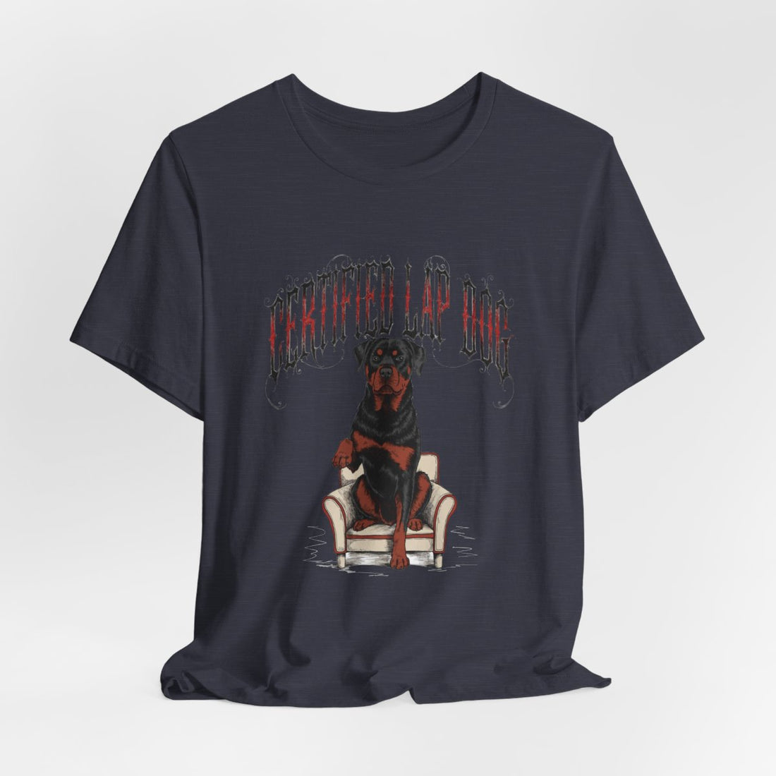 Heather Midnight Navy — Hanging | Rottweiler 'Certified Lap Dog' Tee